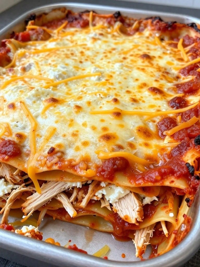 Four-Cheese Chicken Lasagna Casserole
