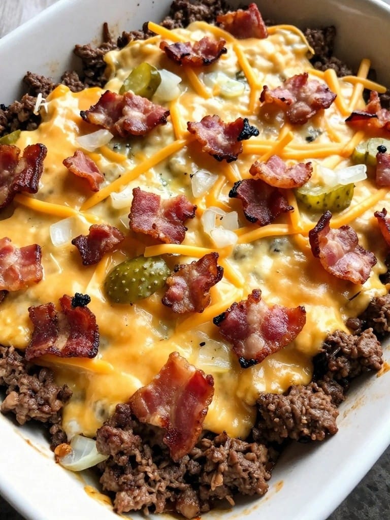 Cheesy Bacon Cheeseburger Casserole