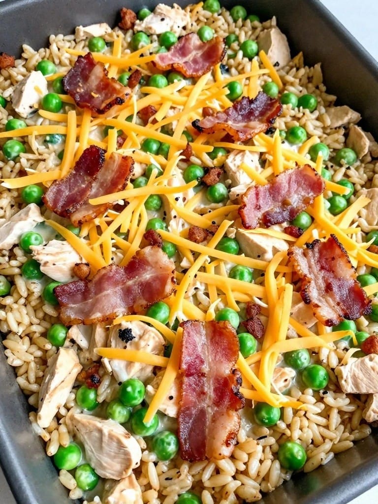 Bacon Pea Chicken Wild Rice Casserole