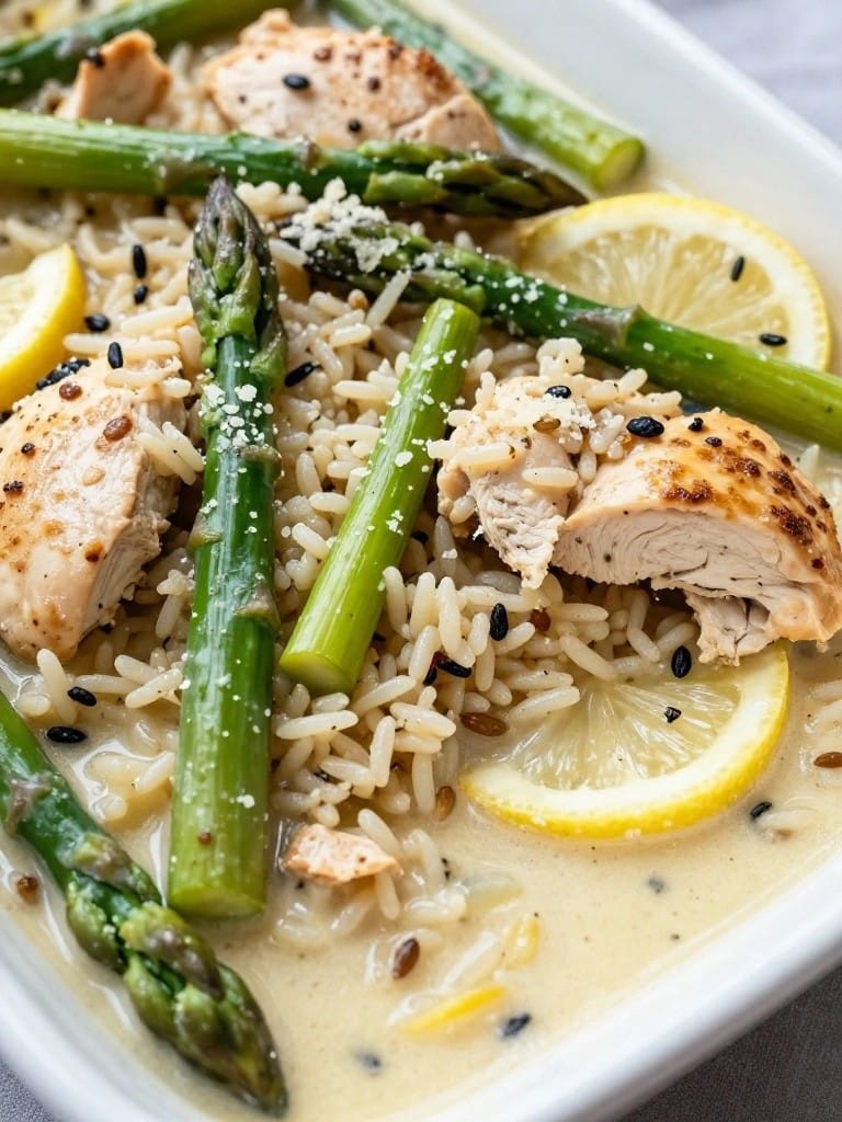 Lemon Asparagus Chicken Wild Rice Casserole