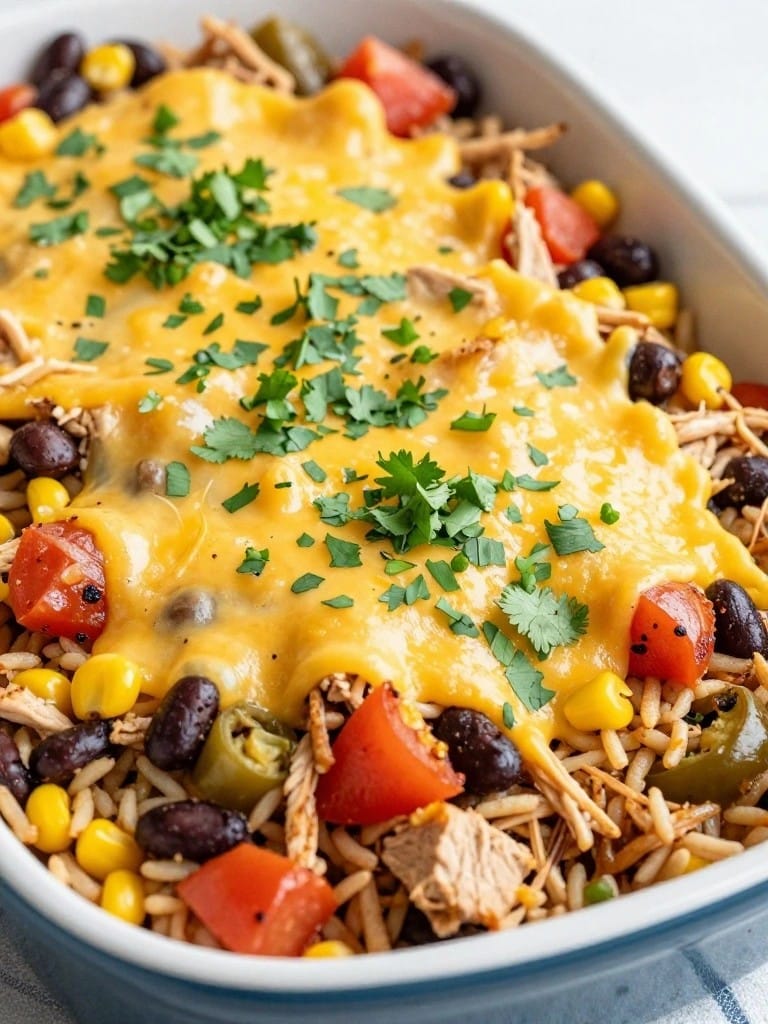 Southwestern Black Bean Chicken Wild Rice Casserole