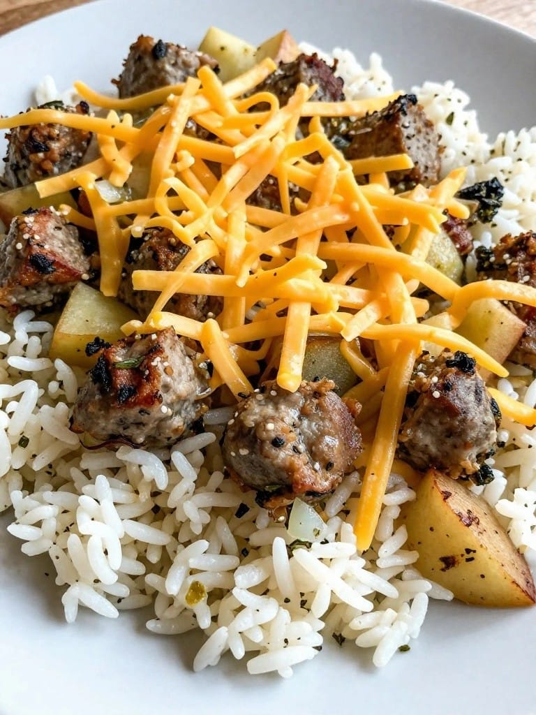 Apple Sage Sausage Rice Casserole