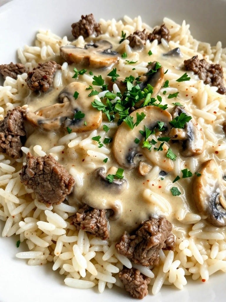 Beef Stroganoff-Style Rice Casserole
