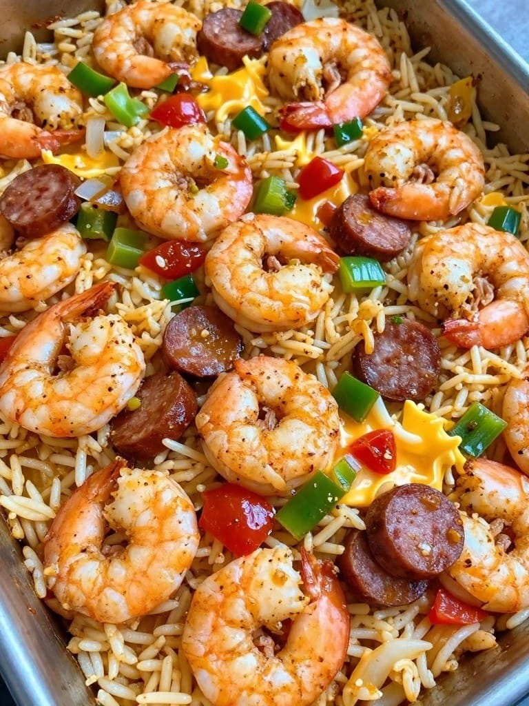 Cajun Shrimp and Andouille Rice Casserole