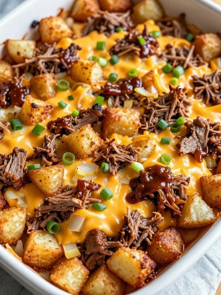 Smoky BBQ Pulled Pork Hash Brown Casserole
