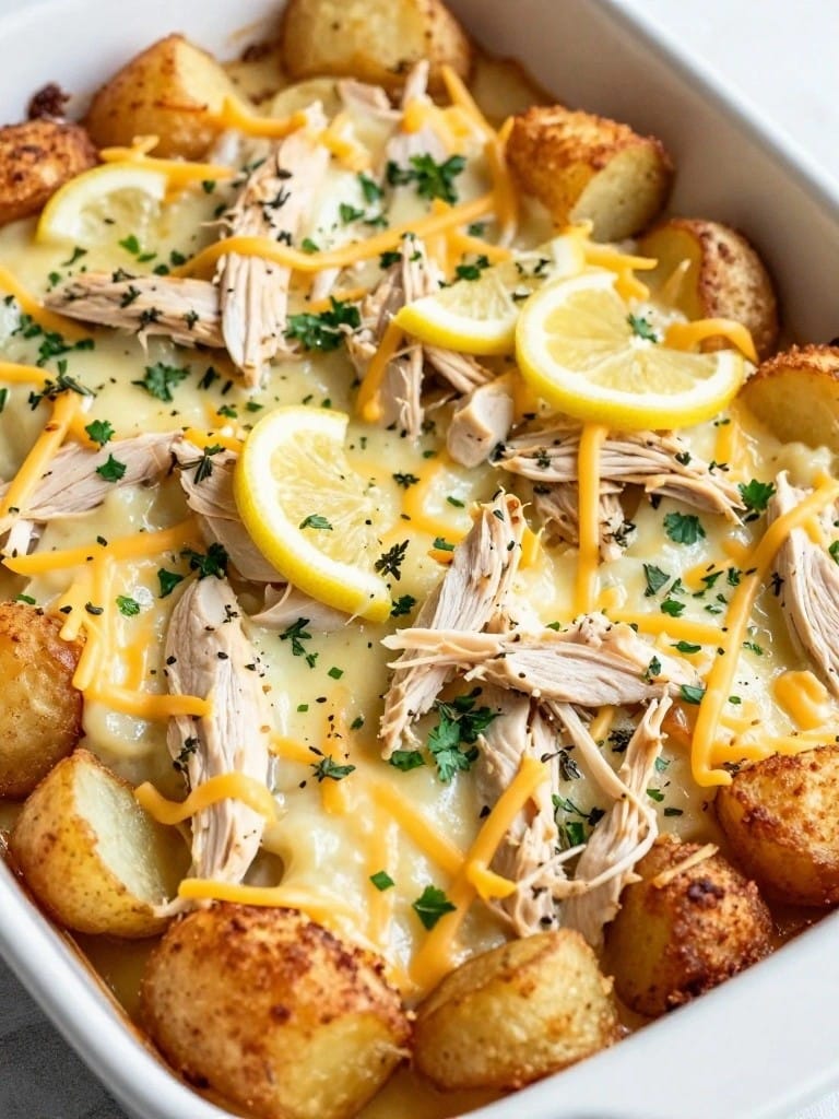 Zesty Lemon Herb Chicken Hash Brown Casserole