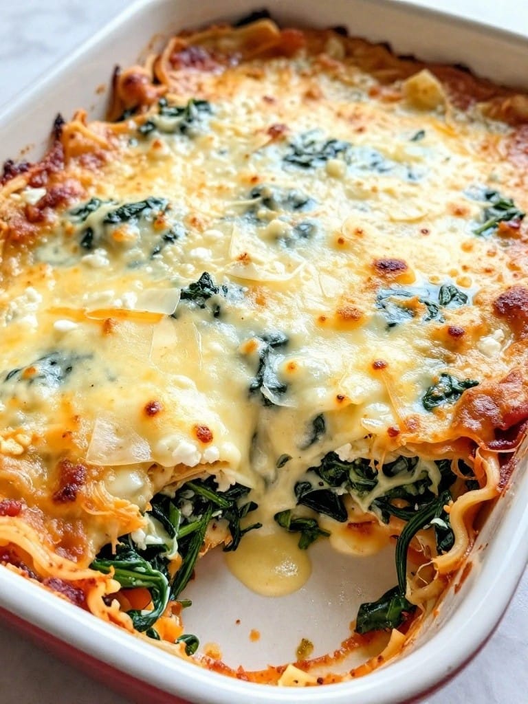 Four-Cheese Spinach Lasagna Casserole