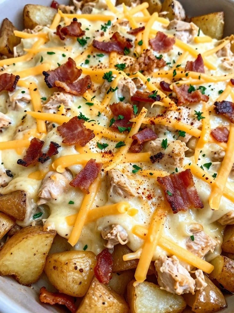 Cheesy Bacon Chicken Potato Casserole