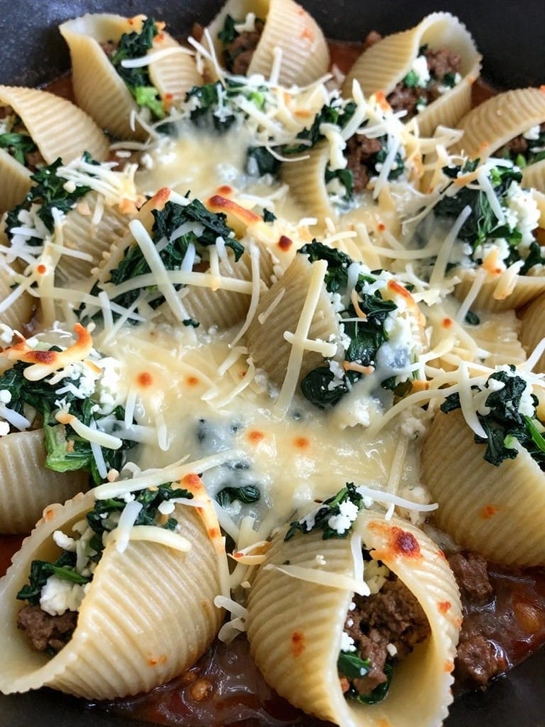 Beef Bolognese and Spinach Stuffed Shells