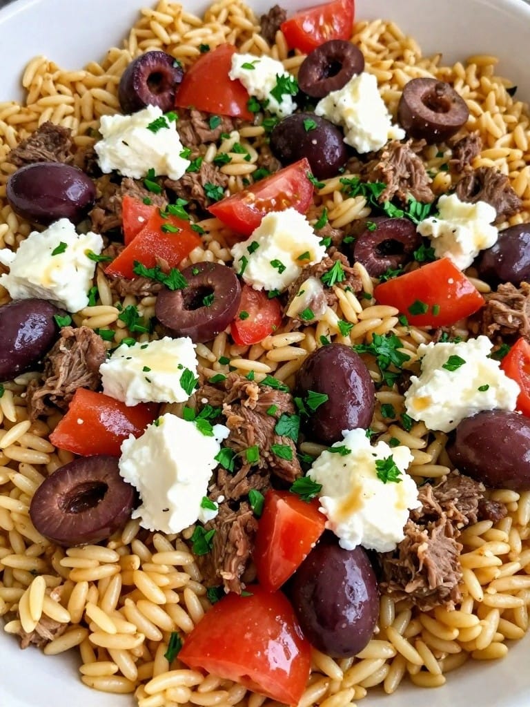 Greek Lamb and Olive Orzo Casserole