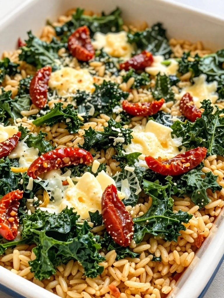 Italian Kale and Sun-Dried Tomato Wild Rice Casserole