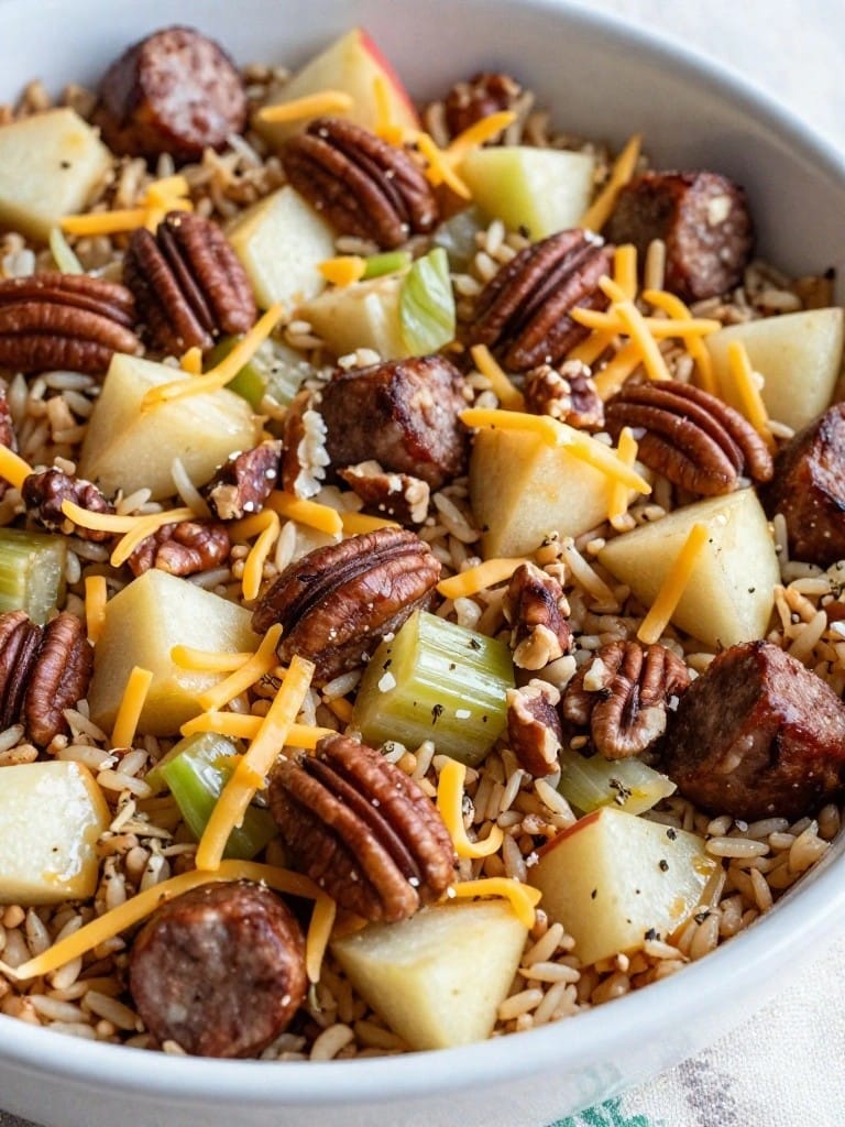 Maple Sausage and Apple Wild Rice Casserole
