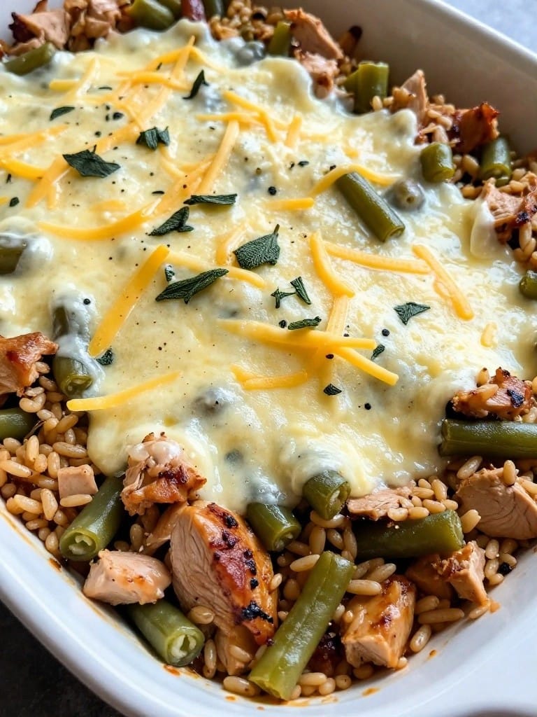 Turkey and Green Bean Wild Rice Casserole with Sage