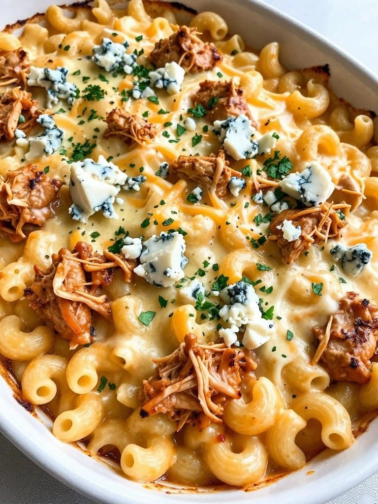 Buffalo Chicken Macaroni and Cheese Casserole