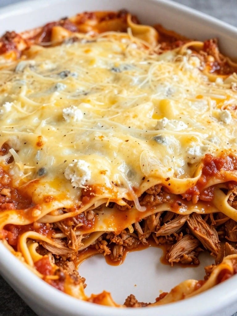 Cheesy Ground Turkey Lasagna Casserole