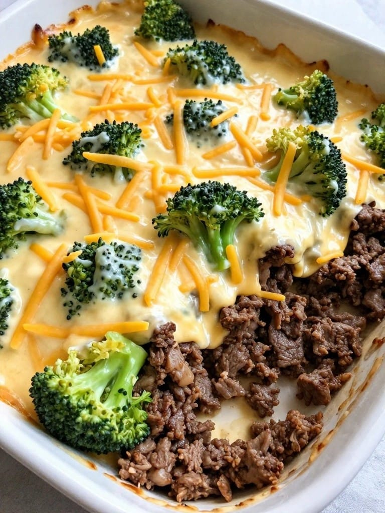 Beef Broccoli Cheddar Casserole