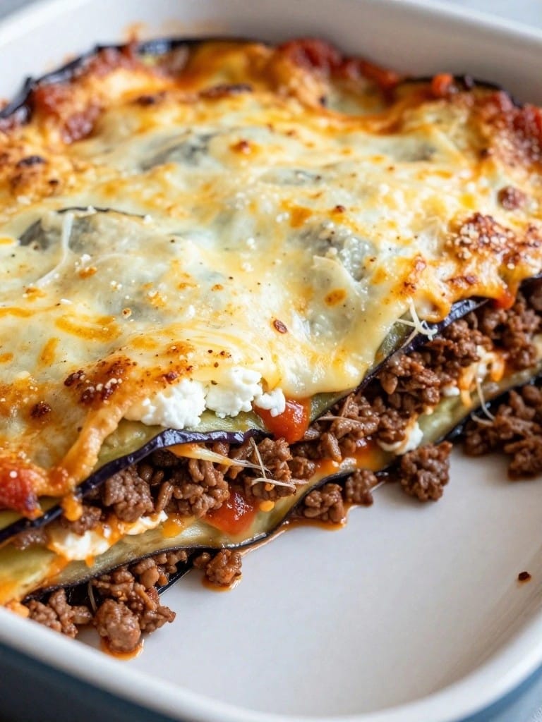 Italian Beef Eggplant Parmesan Casserole