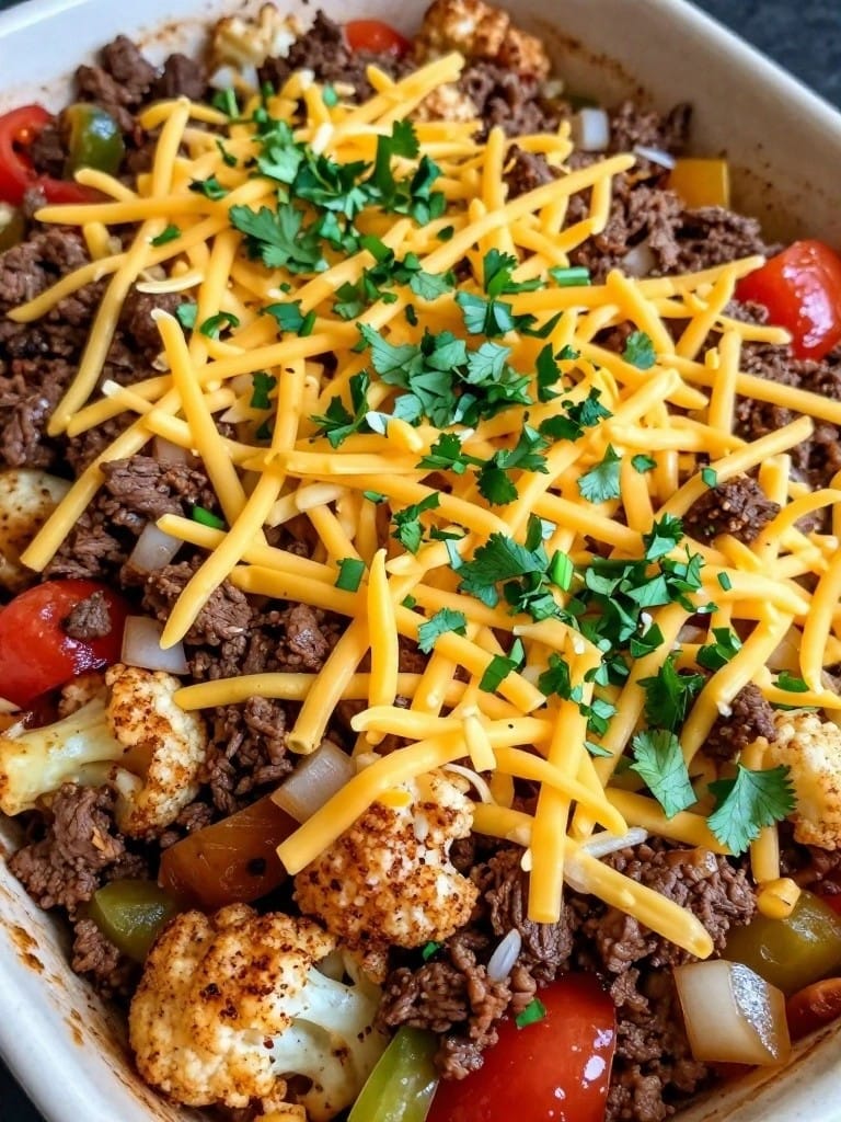 Mexican Beef and Cauliflower Casserole