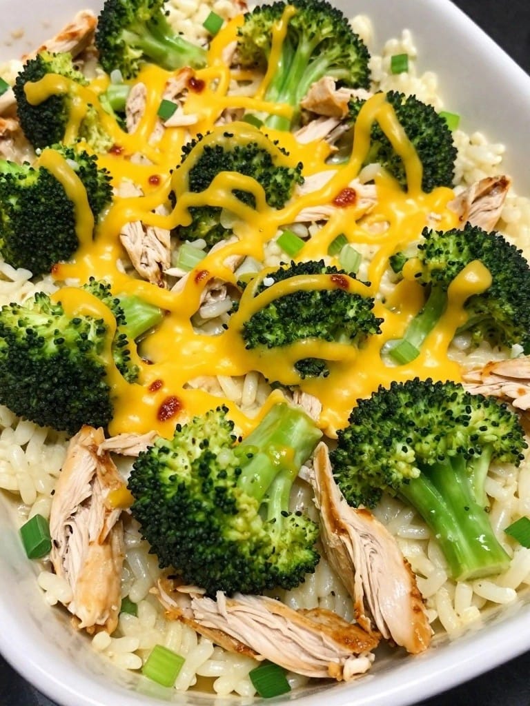 Spicy Buffalo Chicken Cheesy Broccoli Rice Casserole