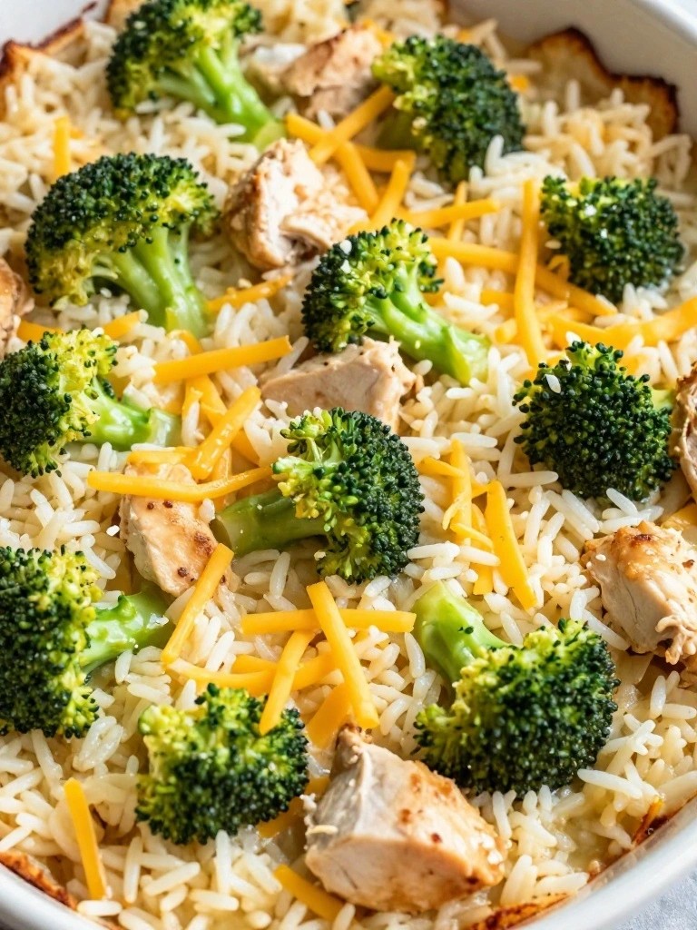 Broccoli Cheddar Chicken Rice Casserole