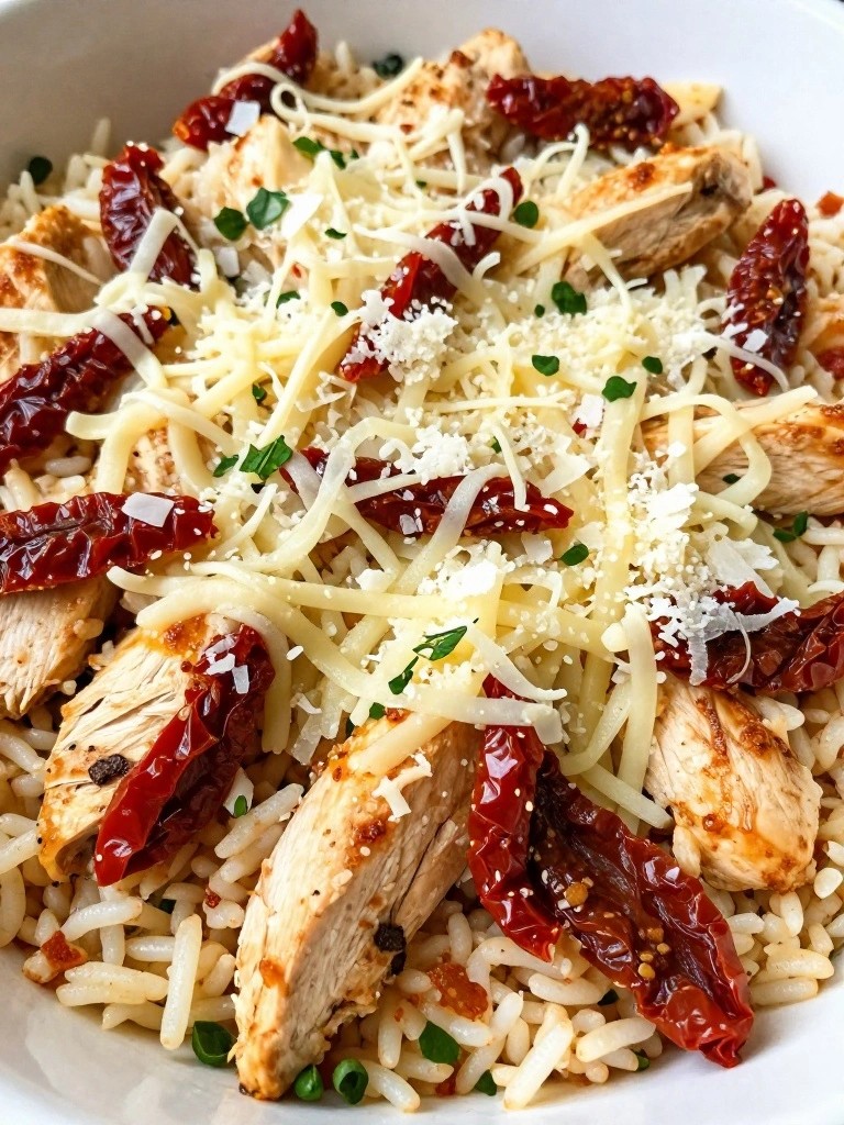 Sun-Dried Tomato Pesto Chicken Rice Bake