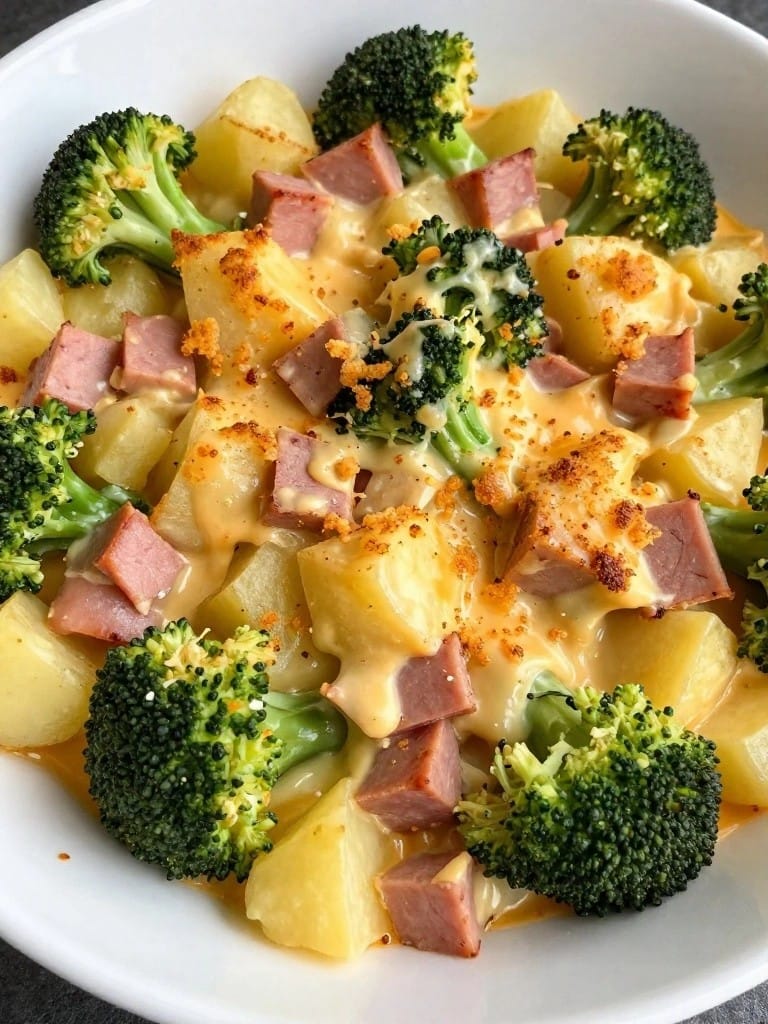 Broccoli Cheddar Ham and Potato Casserole