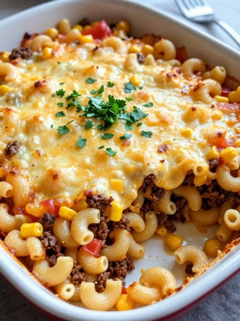 Cheesy Taco-Style Elbow Macaroni Casserole