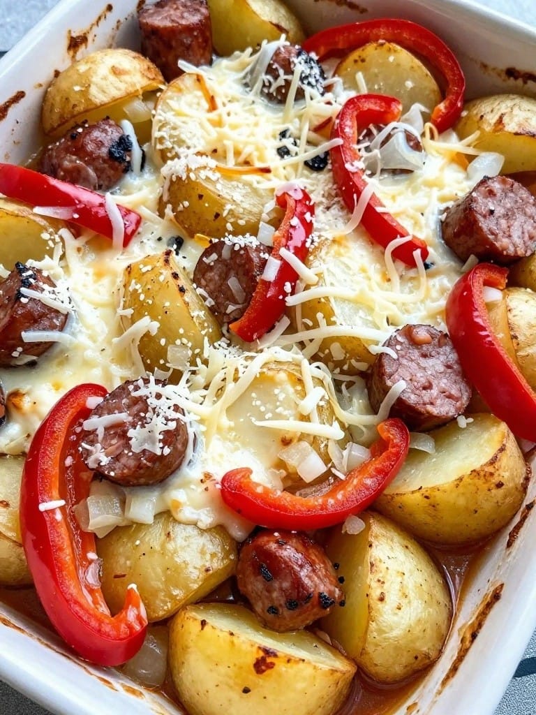 Italian Sausage and Roasted Pepper Potato Casserole