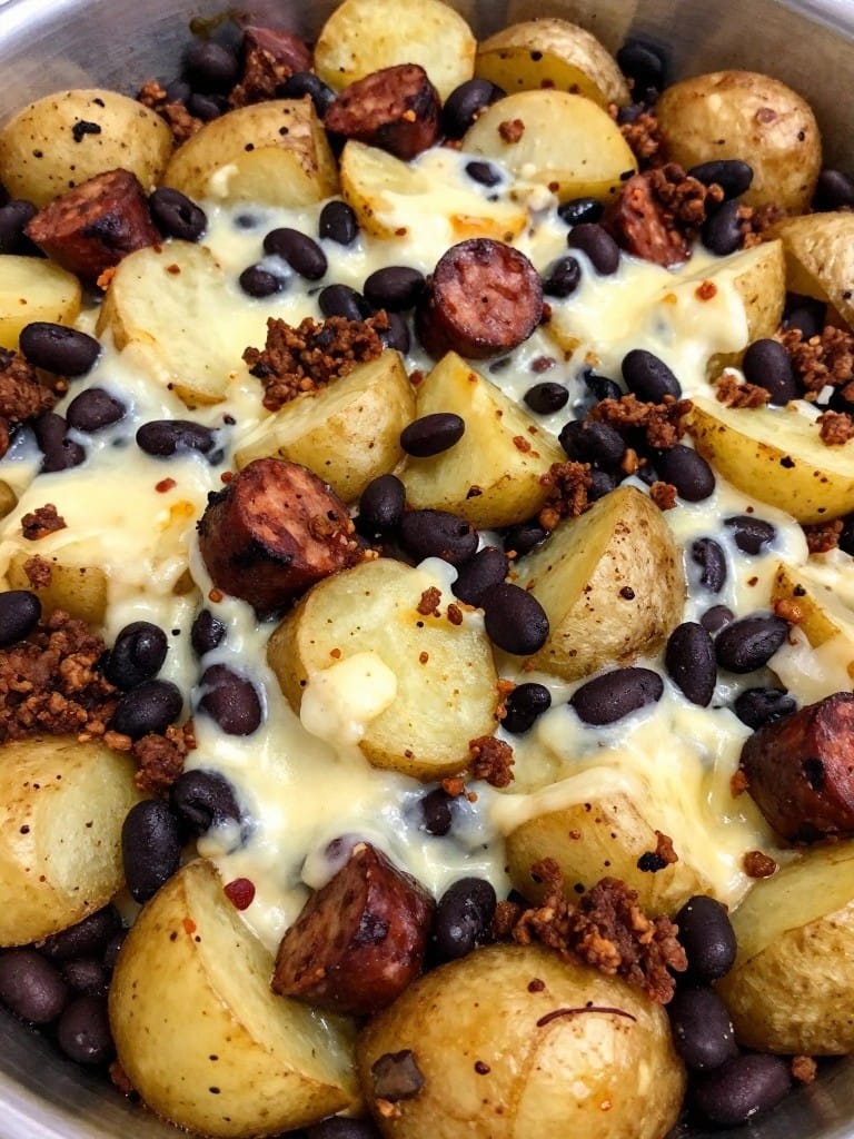 Spicy Chorizo and Black Bean Potato Casserole