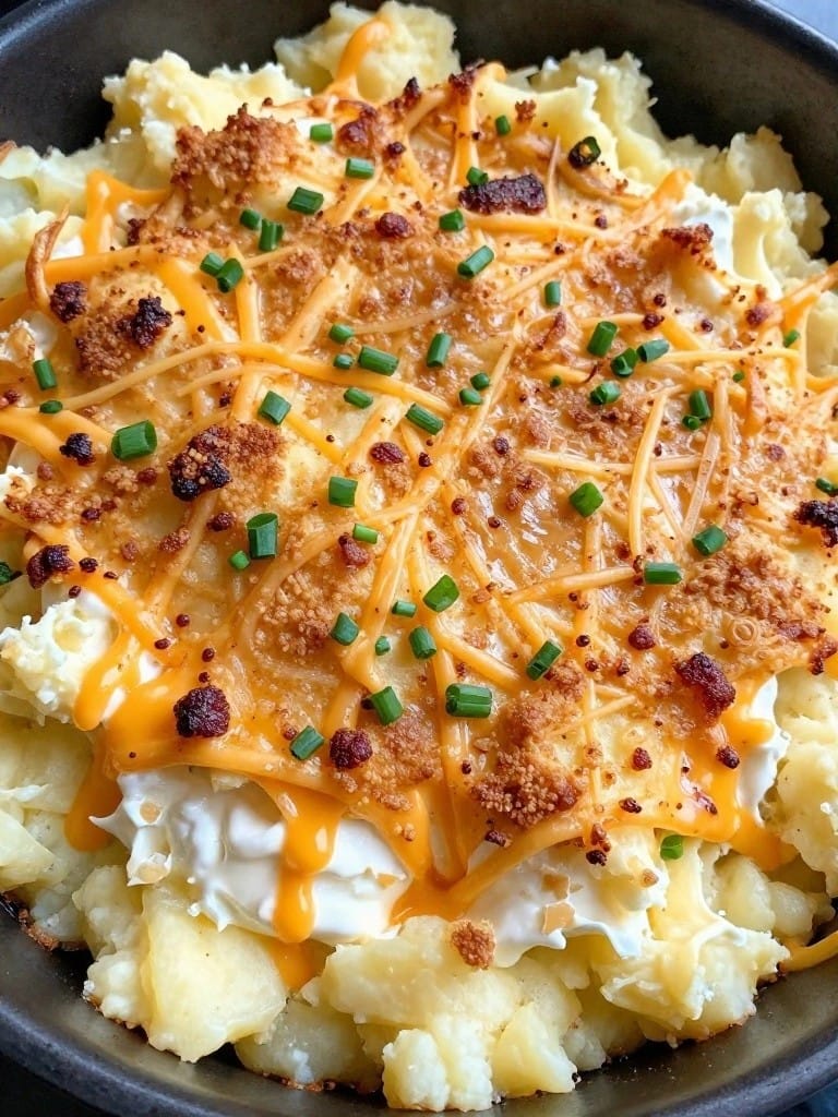 Twice-Baked Potato Casserole with Sour Cream and Chives