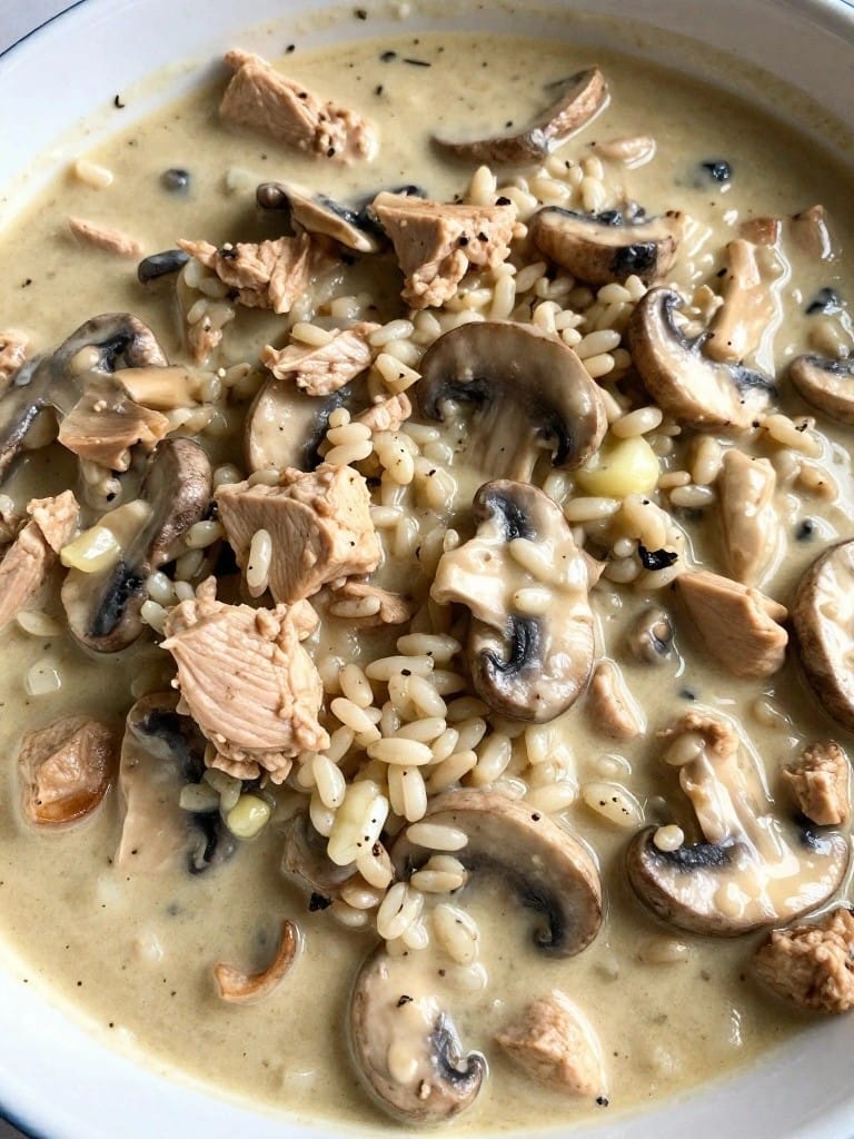 Creamy Mushroom Turkey Wild Rice Casserole
