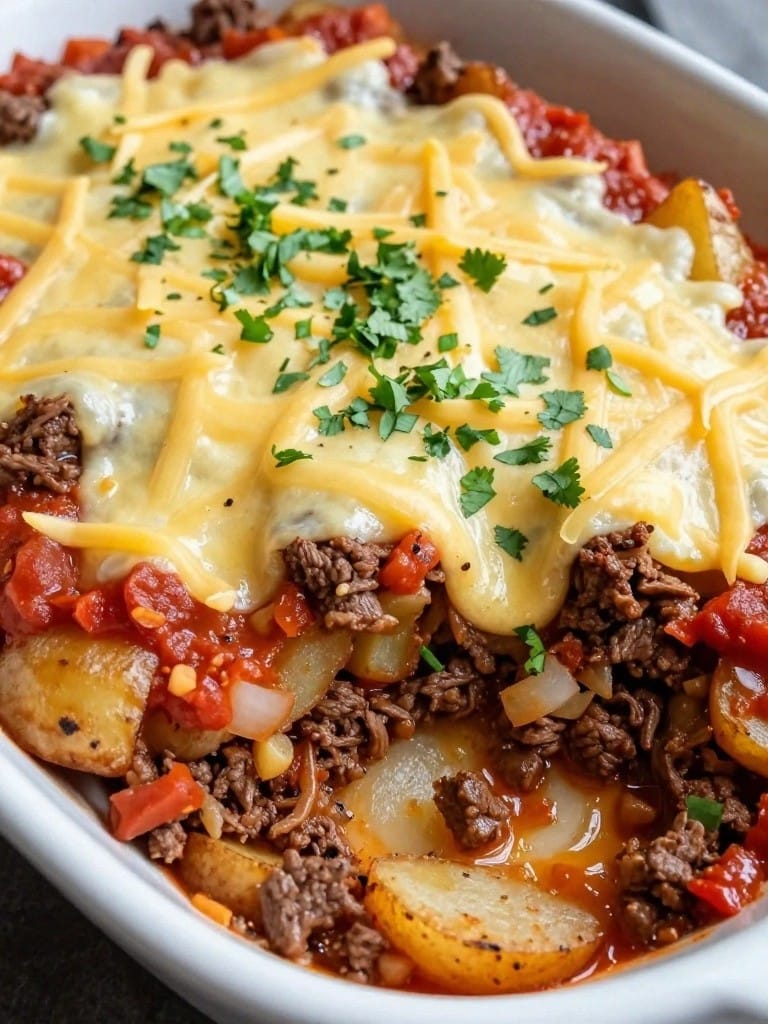 Mexican Chipotle Beef and Potato Casserole