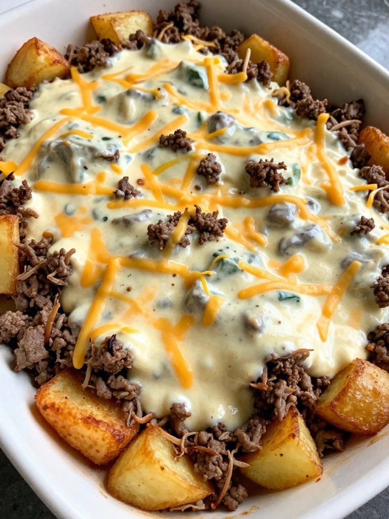 Creamy Ranch Beef Hashbrown Casserole