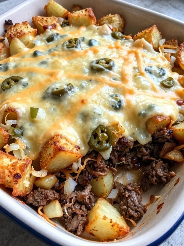 Tex-Mex Beef Hashbrown Casserole with Green Chiles