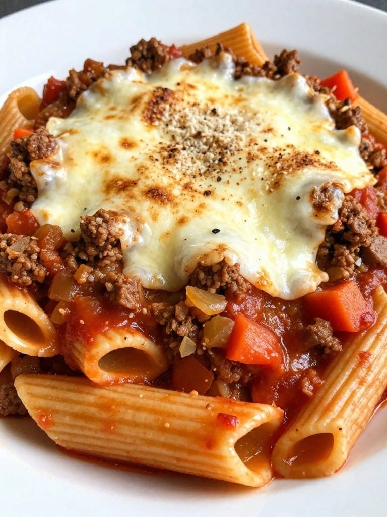 Classic Beef Bolognese Penne Casserole