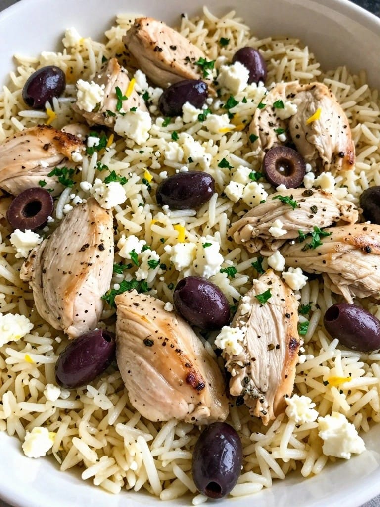 Lemon Herb Mediterranean Chicken and Rice Casserole
