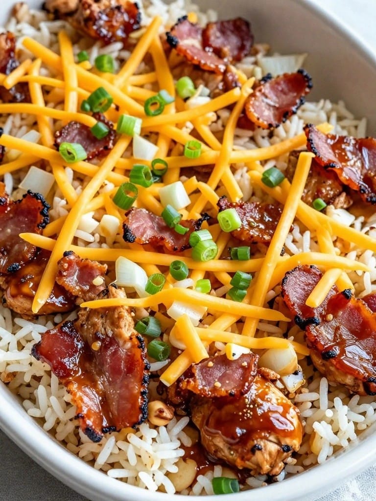 Smoky BBQ Bacon Chicken and Rice Casserole