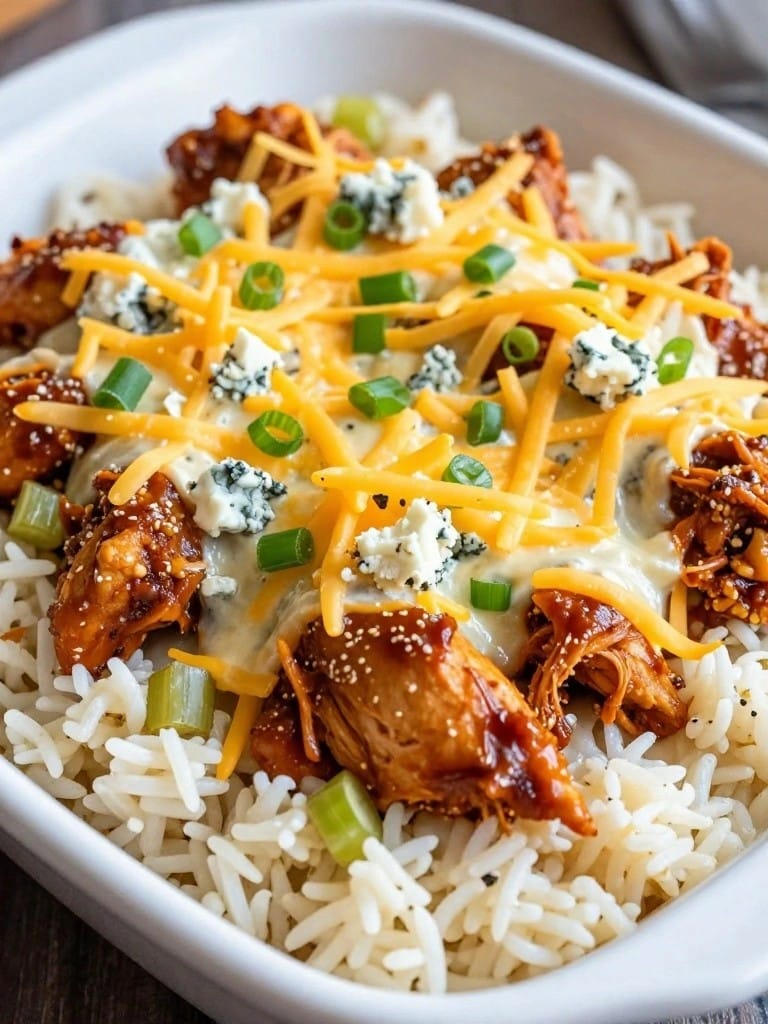 Spicy Buffalo Chicken and Rice Casserole