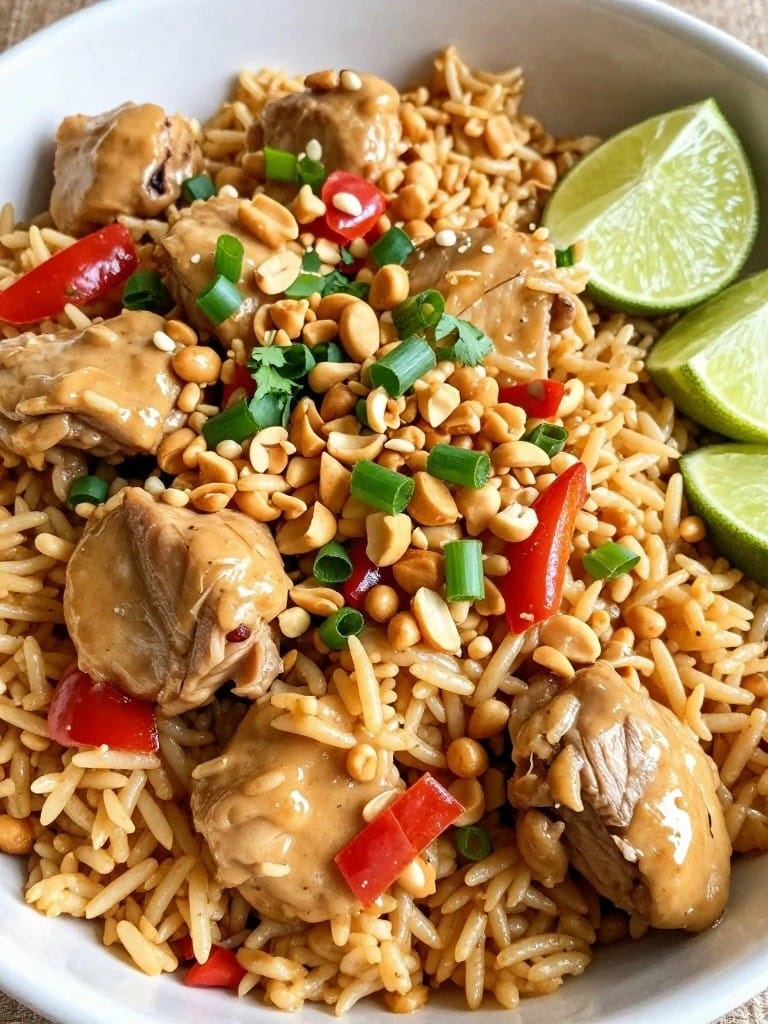 Thai Peanut Chicken and Rice Casserole