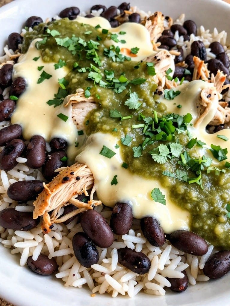 Mexican Salsa Verde Black Bean Rice Casserole