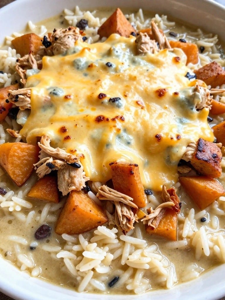 Smoky Chipotle Sweet Potato Chicken Rice Casserole