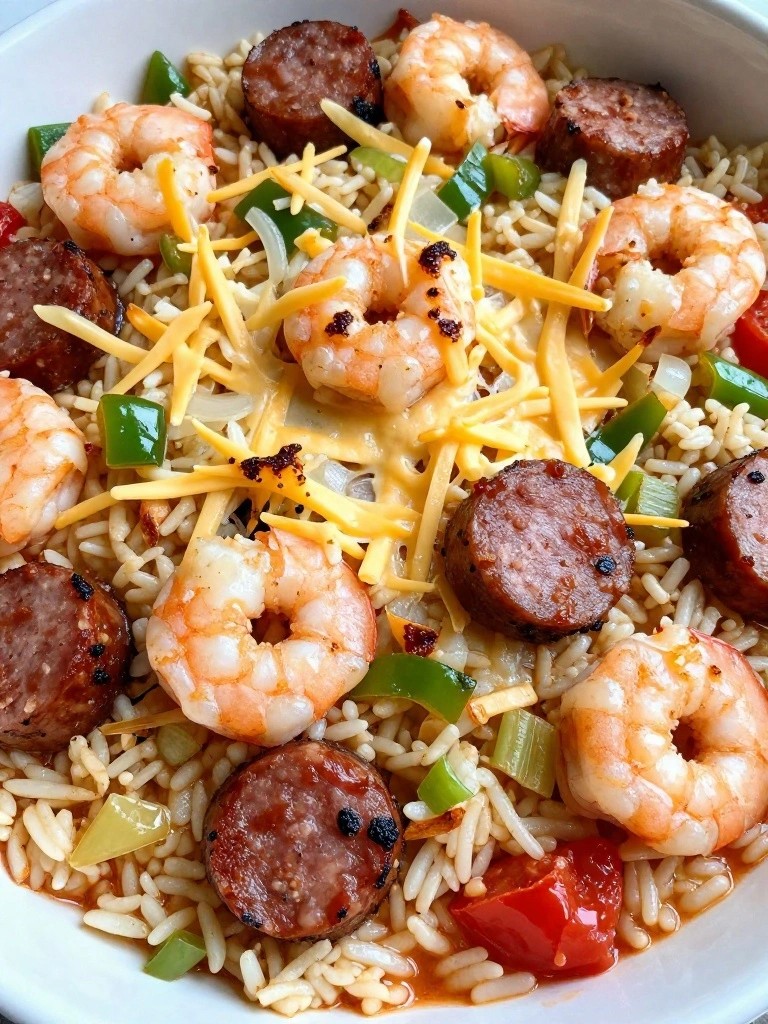 Cajun Shrimp and Andouille Rice Casserole