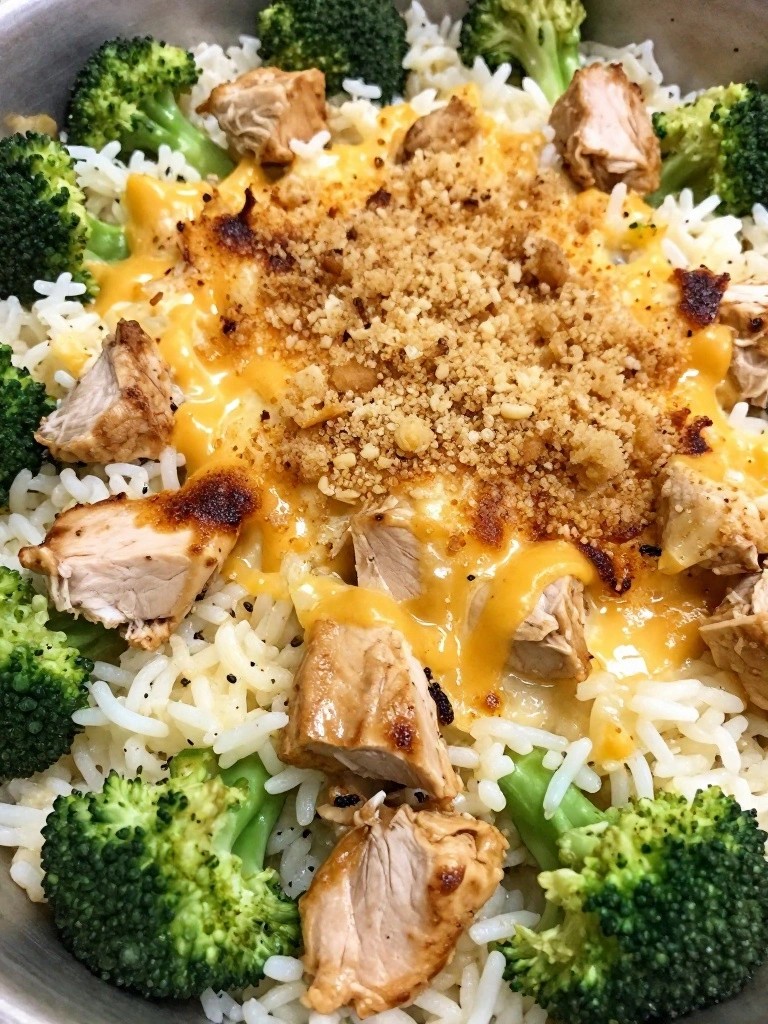 Cheesy Chicken and Broccoli Rice Casserole