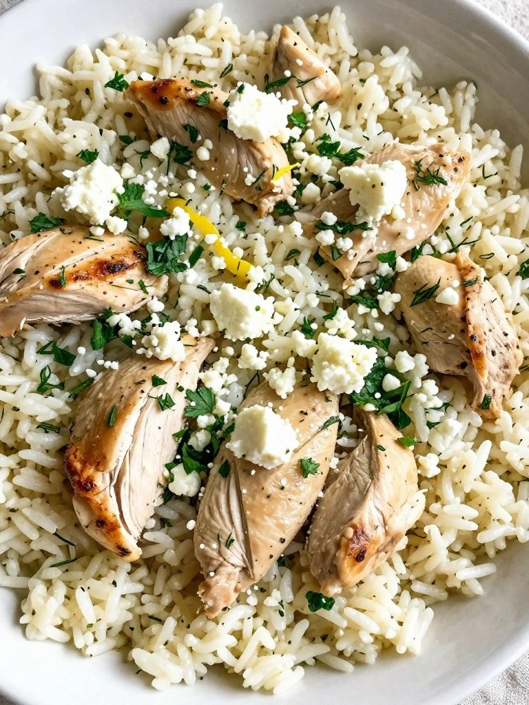 Greek Lemon Herb Chicken Rice Casserole