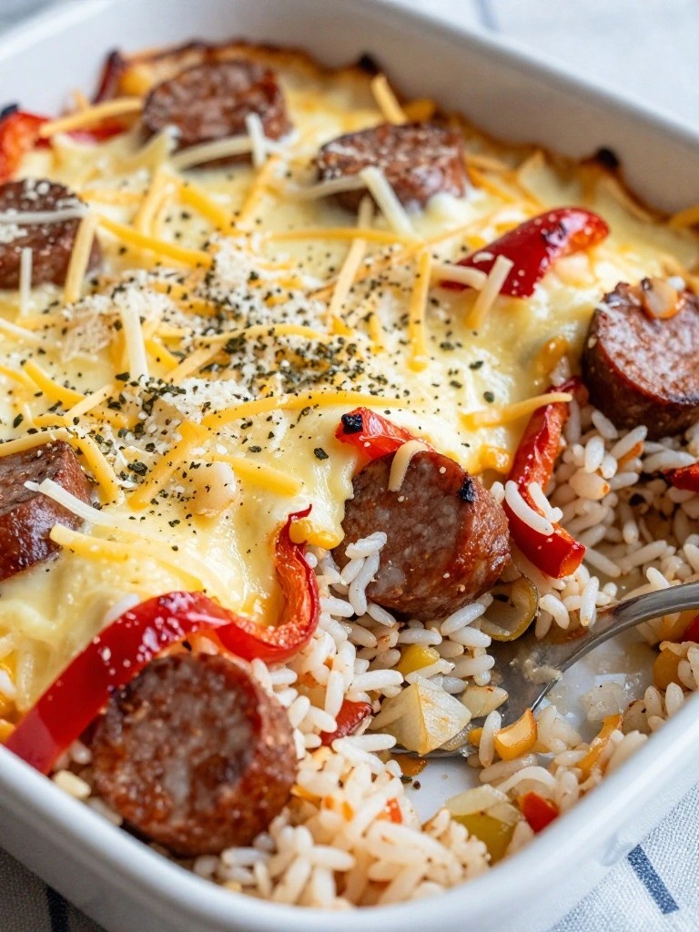 Italian Sausage and Roasted Pepper Rice Casserole