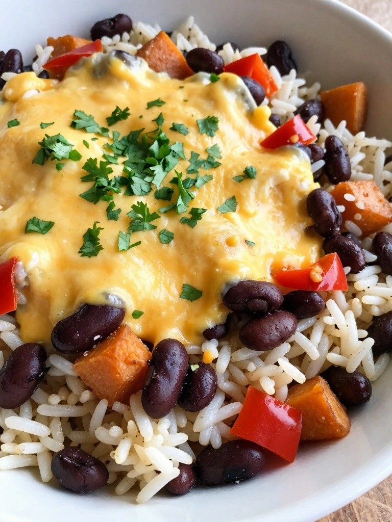 Vegetarian Black Bean and Sweet Potato Rice Casserole