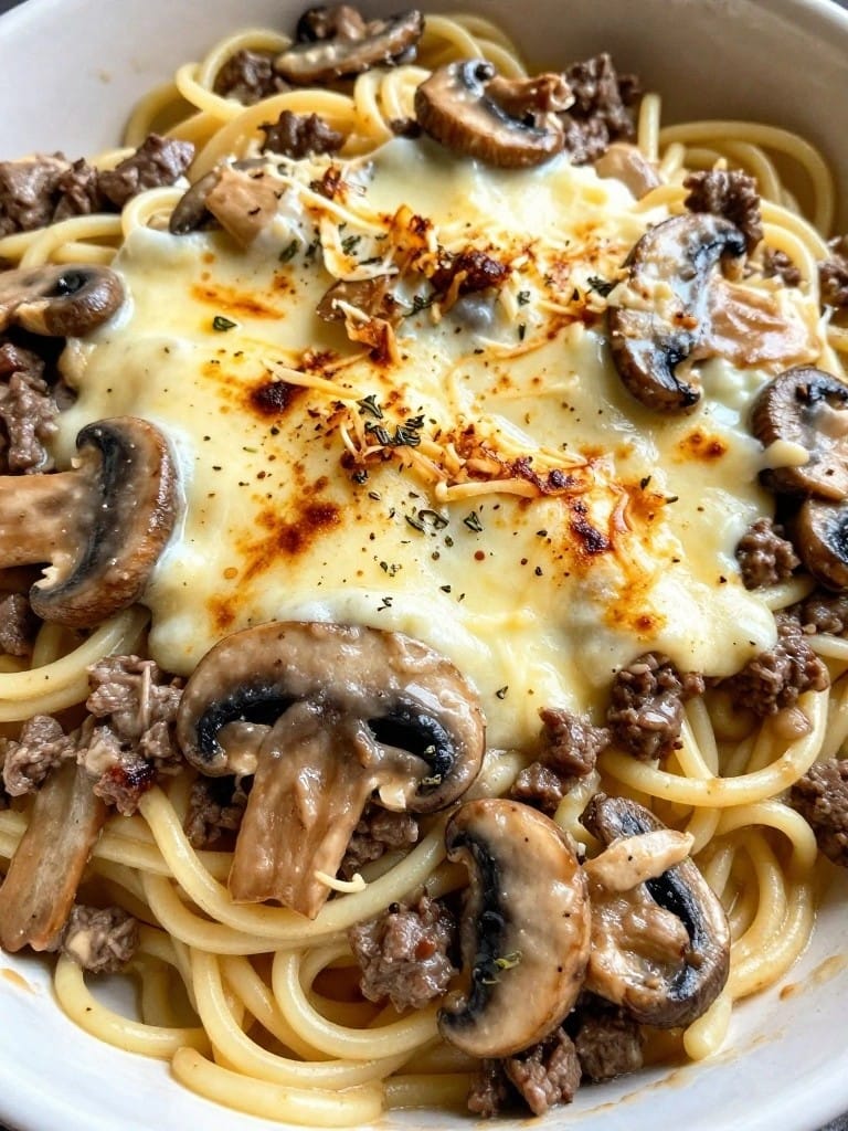 Beef and Mushroom Marsala Noodle Casserole