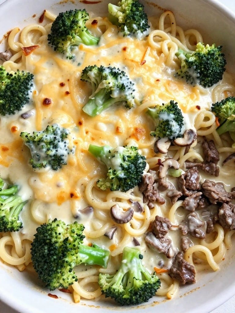 Creamy Beef and Broccoli Noodle Casserole