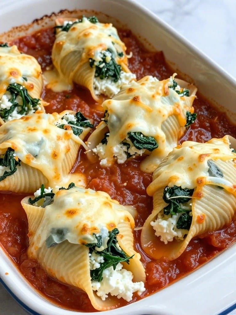 Spinach Ricotta Stuffed Shells Casserole