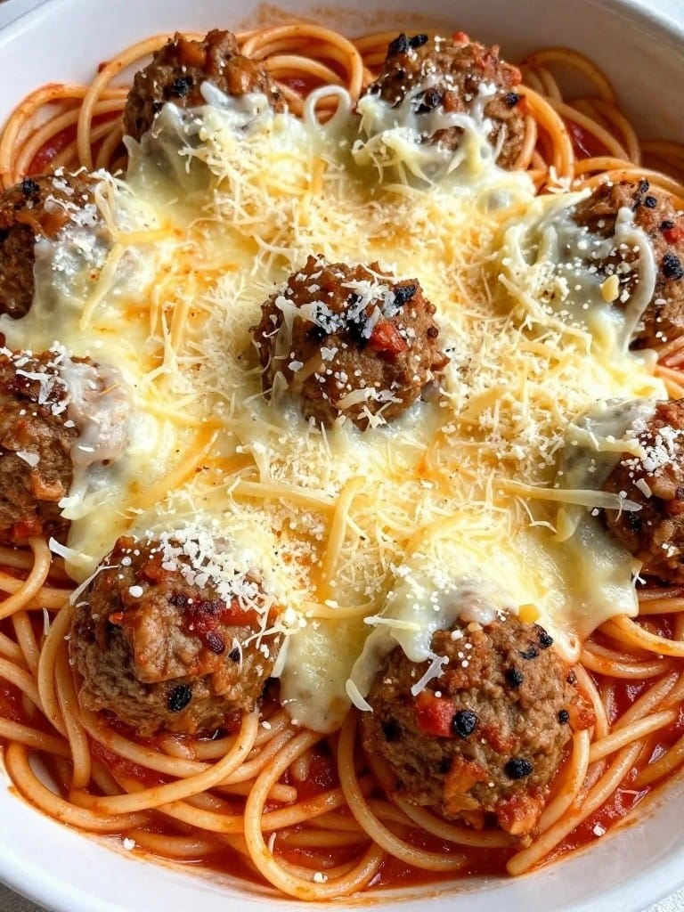Turkey Meatball Spaghetti Casserole